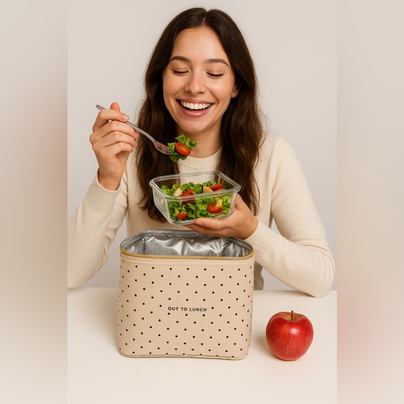 👜 Kate Spade New York Polka Dot Lunch Tote - Cream and Black 🌟 - Picture 11 of 11